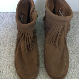 Minnetonka Brown Ankle Moccasin Booties